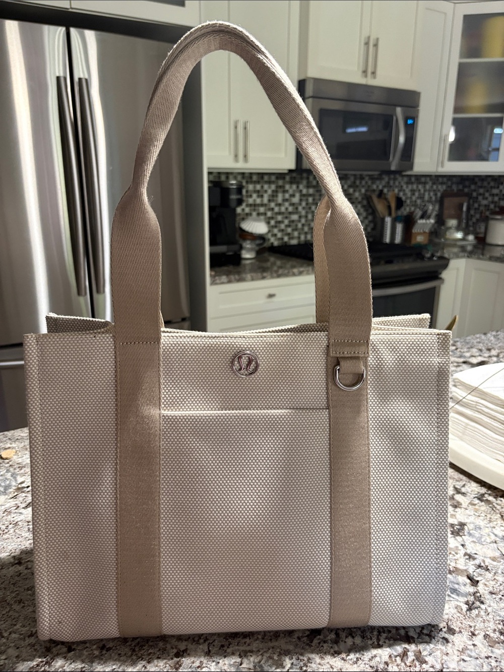 lululemon athletica Beige Canvas Tote with D-Ring Accent